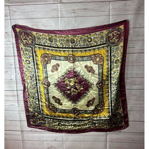 JIAYING Scarf Gold Burgundy Oriental Motif Chinese Asian Dragon Women 35" Square